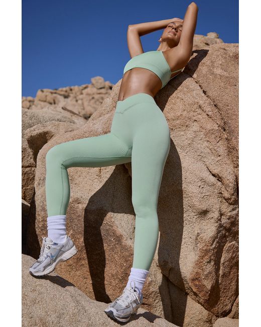 BO+TEE Green High Waist Flexirib Leggings