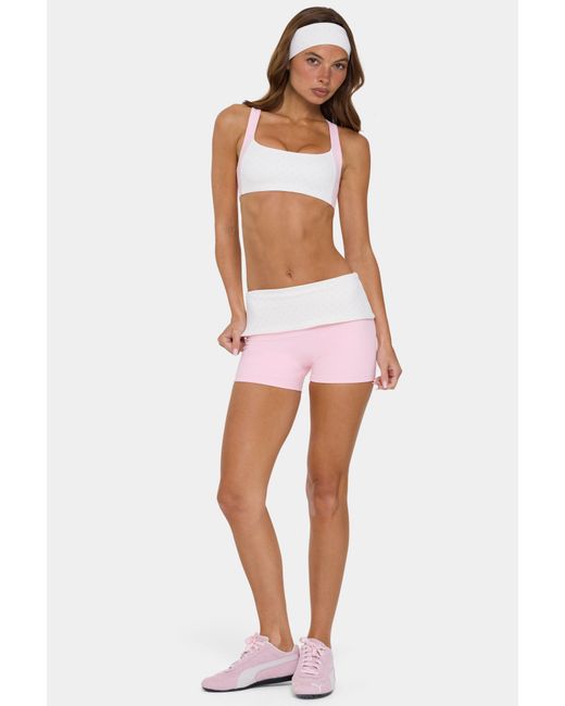 BO+TEE Pink Soft Active Foldover Mini Shorts