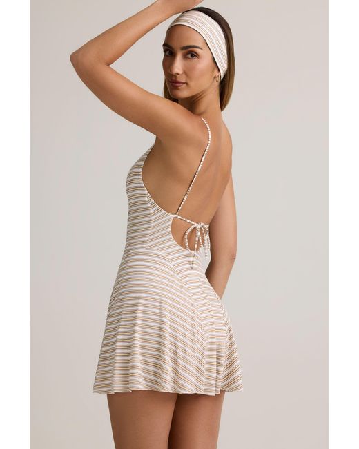Oh Polly Multicolor Modal Ribbed Tie-Back A-Line Mini Dress