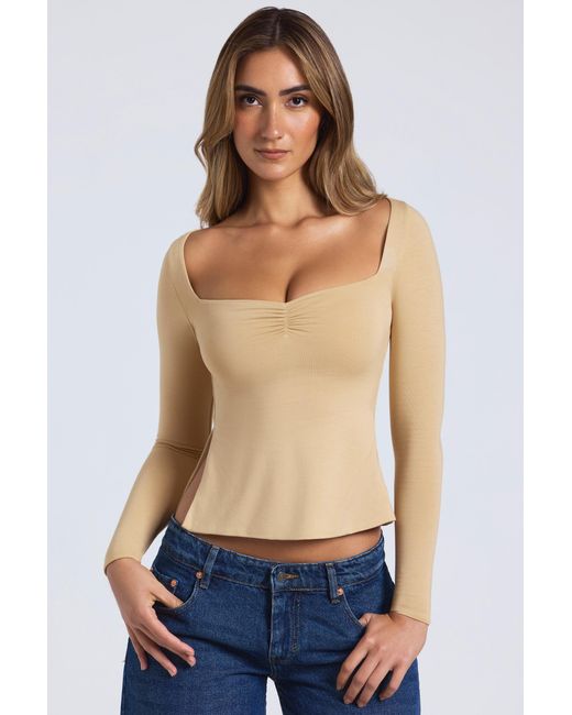 Oh Polly Natural Modal Sweetheart-Neck Top
