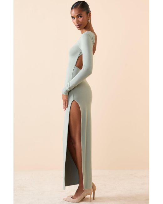 Oh Polly Green Long Sleeve Backless Maxi Dress