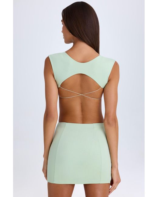 Oh Polly Green Cut-Out Lace-Up Mini Dress