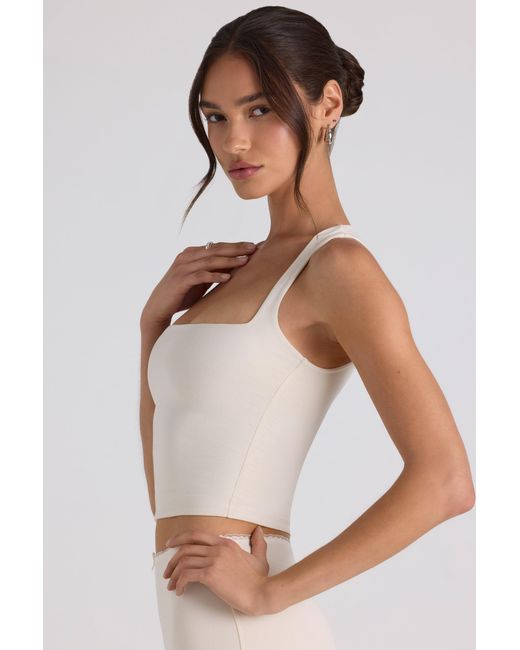 Oh Polly White Modal Bow-Detail Crop Top