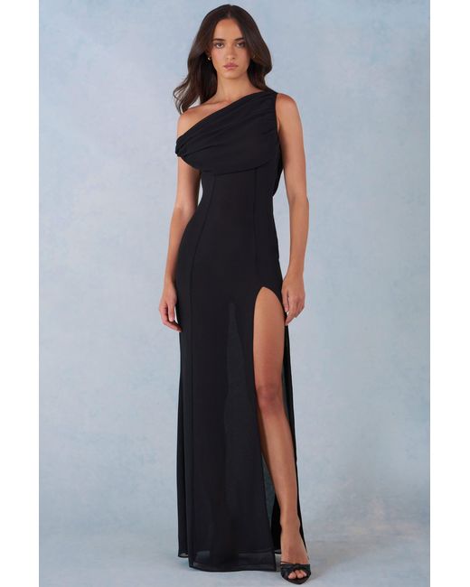 Oh Polly Black One-Shoulder Maxi Dress