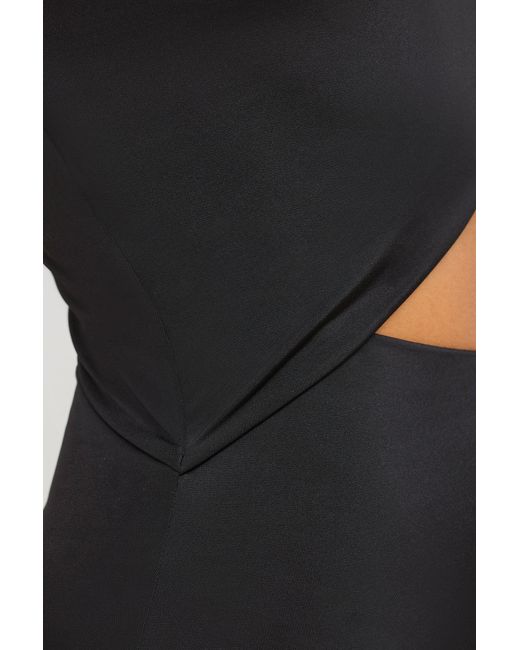 Oh Polly Black Jersey Asymmetric Cut Out Maxi Dress