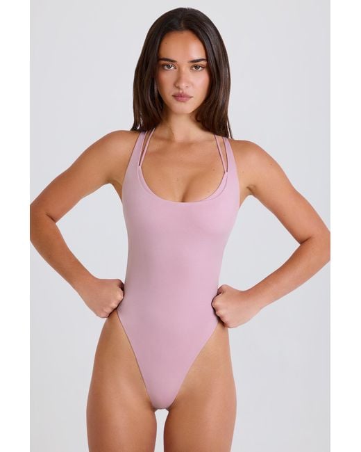 BO+TEE Pink Stretch Cotton Jersey Layered Crossback Bodysuit