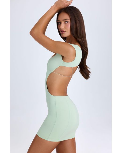Oh Polly Green Cut-Out Lace-Up Mini Dress