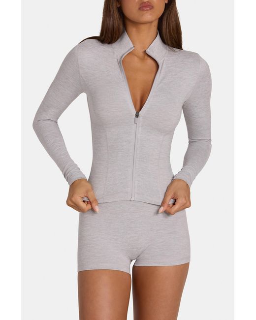 BO+TEE Gray Soft Active Zip-Up Jacket