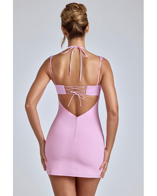 Oh Polly Pink Cowl-Neck A-Line Mini Dress