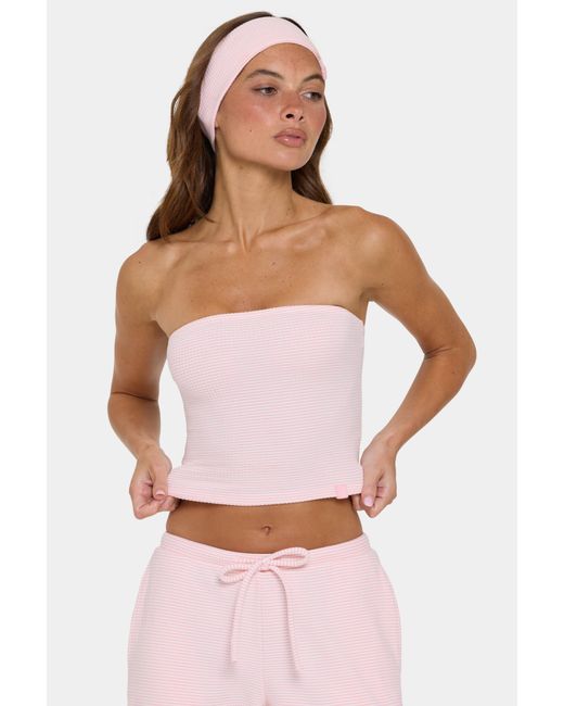 BO+TEE Pink Ribbed Jersey Bandeau Top