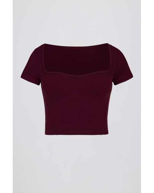 BO+TEE Red Soft Active Sweetheart-Neck Crop Top