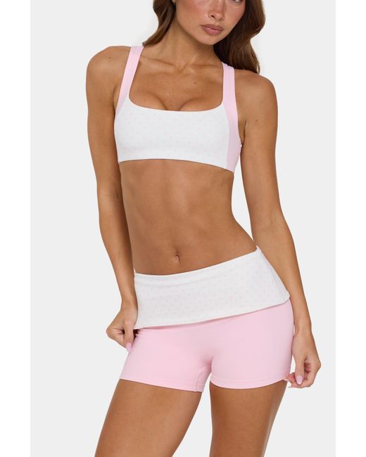 BO+TEE Pink Soft Active Foldover Mini Shorts