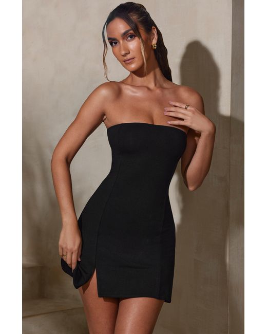 Oh Polly Black Bandeau Neckline Mini Dress