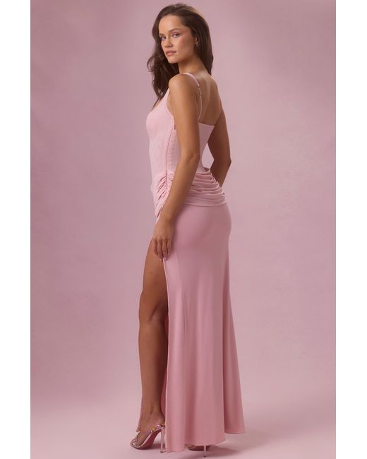 Oh Polly Pink Mesh Draped Bridesmaid Dress