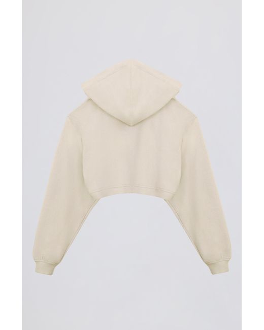 BO+TEE White Brushed Jersey Hooded Cropped Shrug