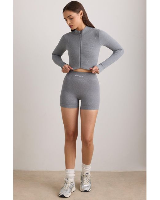 BO+TEE Gray Flexirib Cropped Jacket