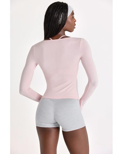 BO+TEE Pink Buttercloud Tie-Front Top