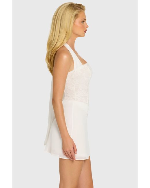 Oh Polly White Satin Scarf-Detail Mini Dress