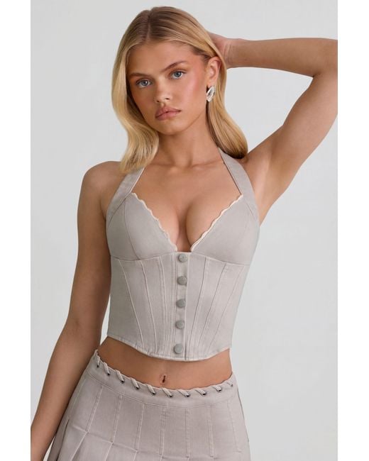 Oh Polly White Halterneck Corset Top