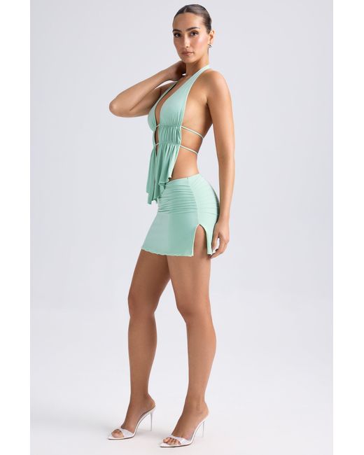 Oh Polly Green Draped A-Line Mini Skirt