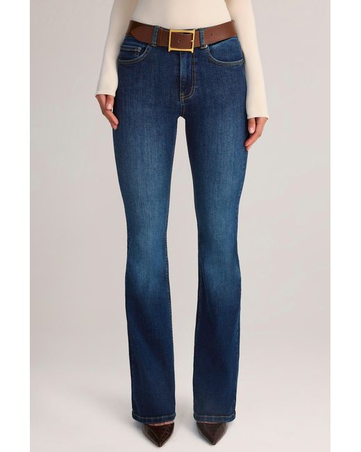 Oh Polly Blue Denim Mid-Rise Flared Jeans