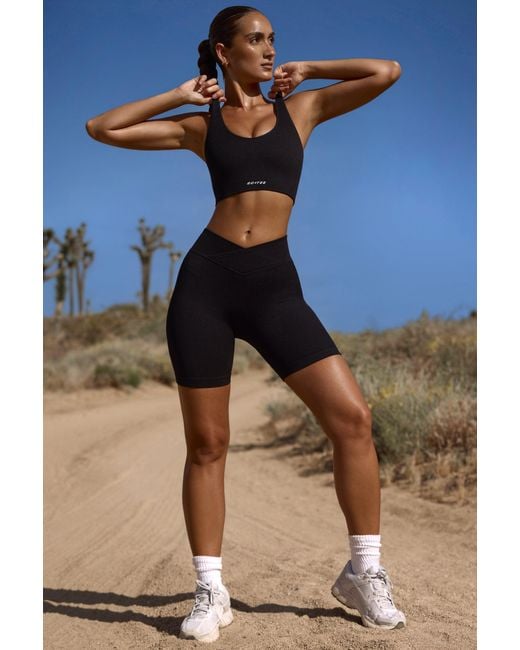 BO+TEE Black High Waist Flexirib Biker Shorts