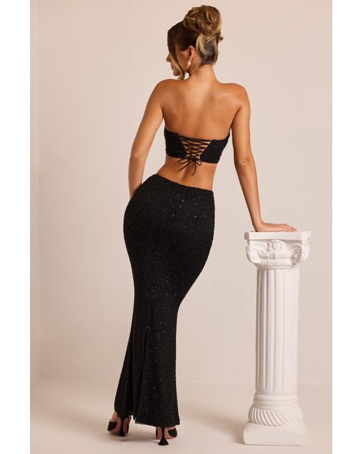 Oh Polly Black Embellished Strapless Corset Top