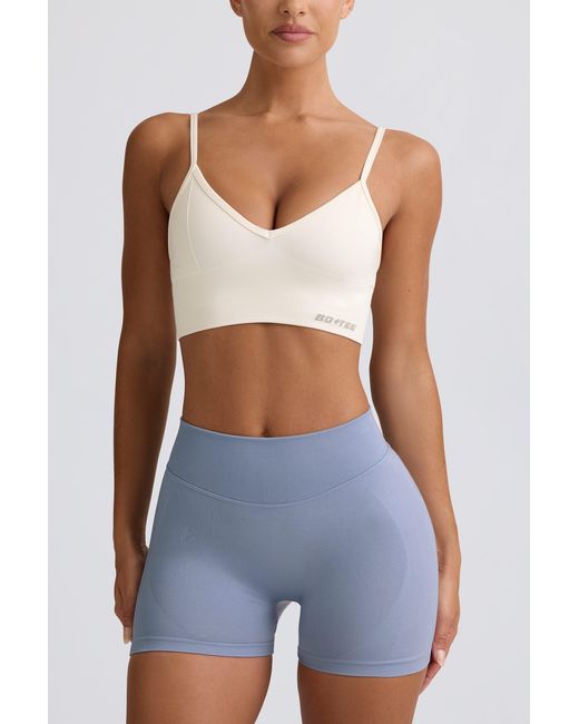 BO+TEE White Define Luxe V-Neck Sports Bra