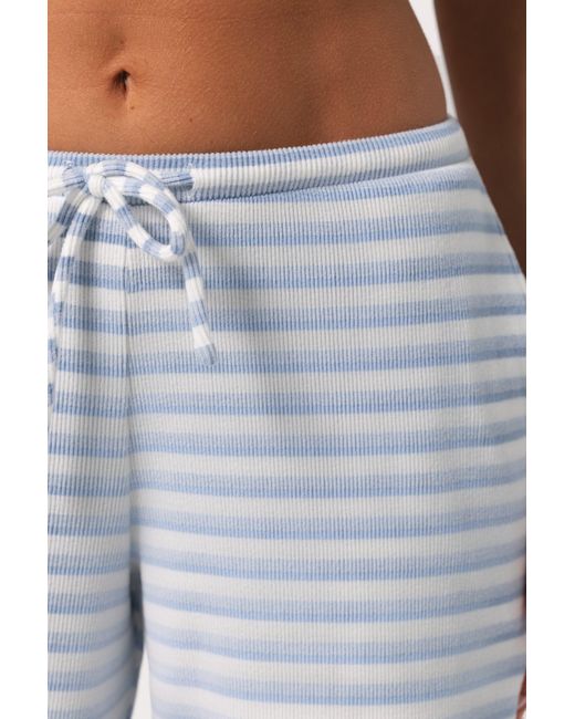 BO+TEE Blue Ribbed Jersey Low-Rise Trousers