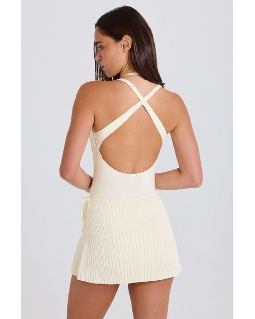 BO+TEE White Ribbed Knit Tie Wrapover Skort