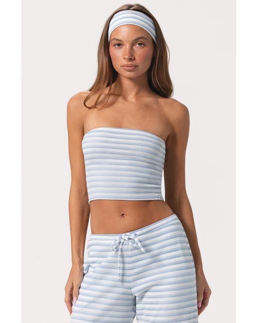 BO+TEE Blue Ribbed Jersey Bandeau Top
