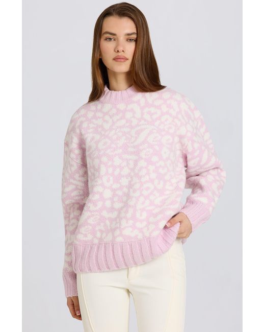 BO+TEE Pink Jacquard-Knit Oversized Jumper