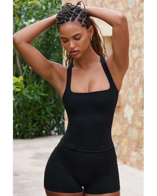 BO+TEE Black Soft Active Racerback Tank Top