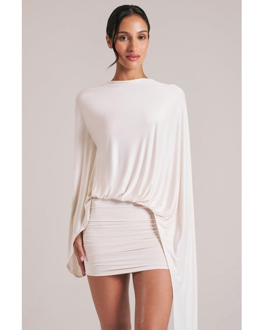 Oh Polly White Draped Cape Mini Dress