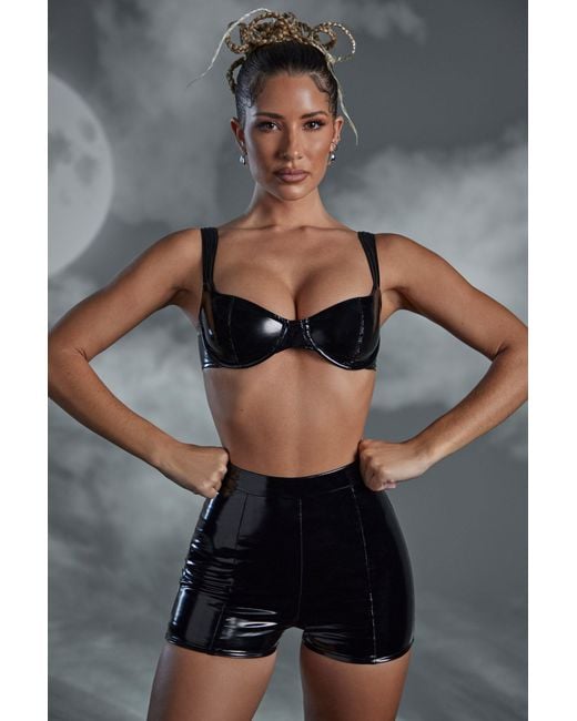 Oh Polly Black Vinyl Curved Cup Bra