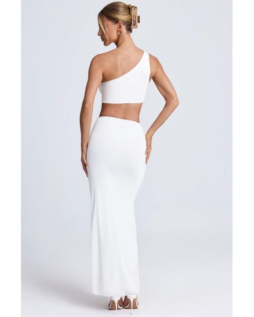 Oh Polly White Hardware Detail One-Shoulder Maxi Dress