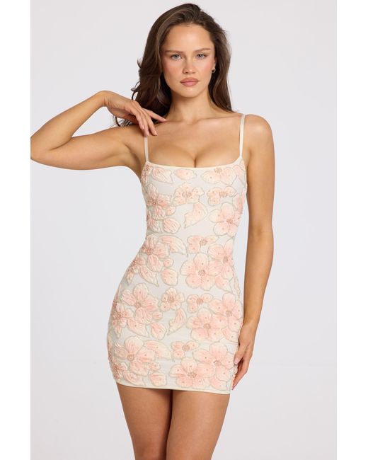 Oh Polly Orange Embellished Square-Neck Mini Dress