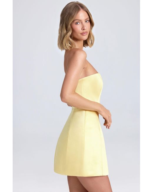 Oh Polly Yellow Bandeau Structured Tulip Mini Dress