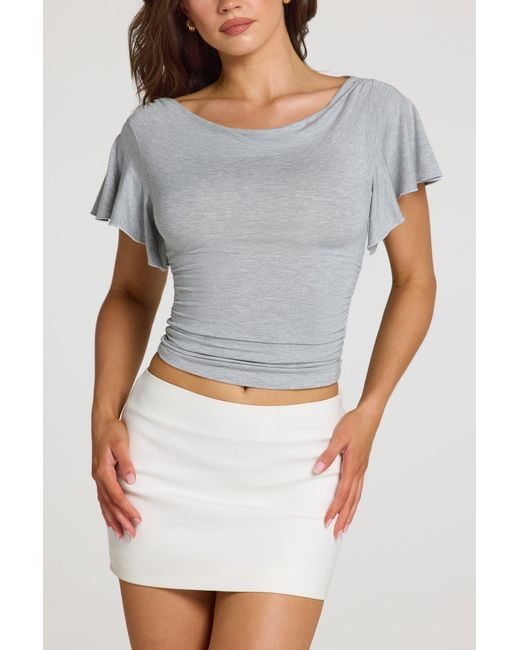 Oh Polly Gray Modal Cowl-Neck Top