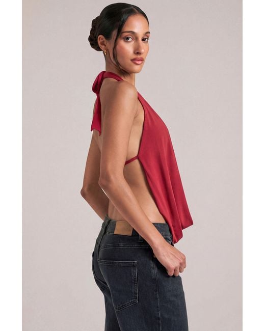 Oh Polly Red Draped Cowl Top