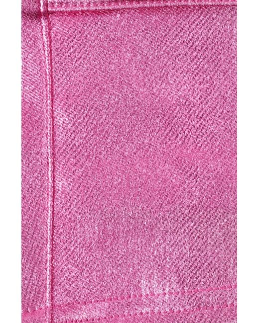 Oh Polly Pink Metallic Denim Mid-Rise Cargo Mini Skirt