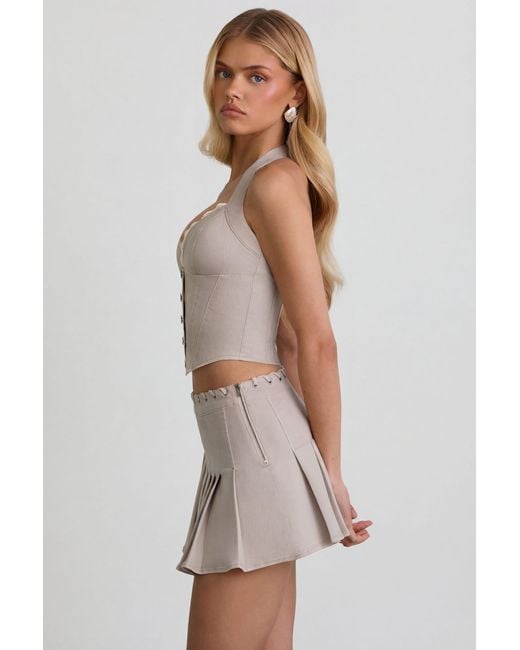 Oh Polly White Low-Rise Pleated Mini Skirt