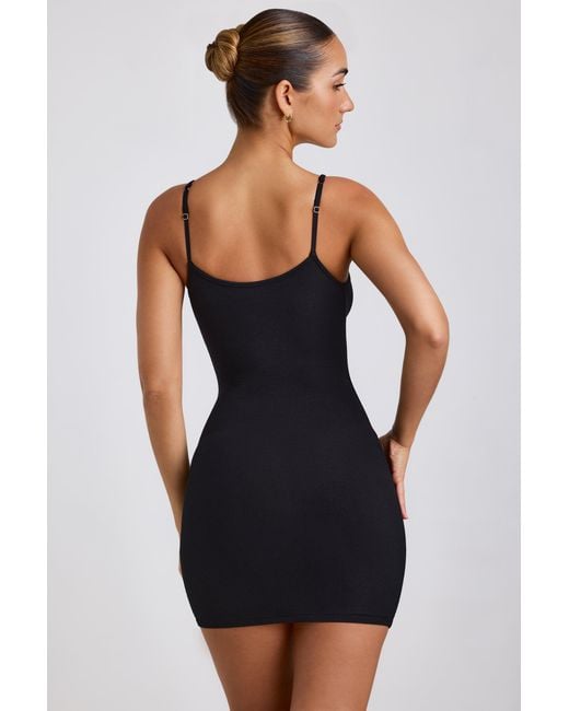 Oh Polly Black Ribbed Modal Mini Dress