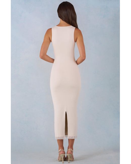 Oh Polly White Modal Lace-Trim Midaxi Dress