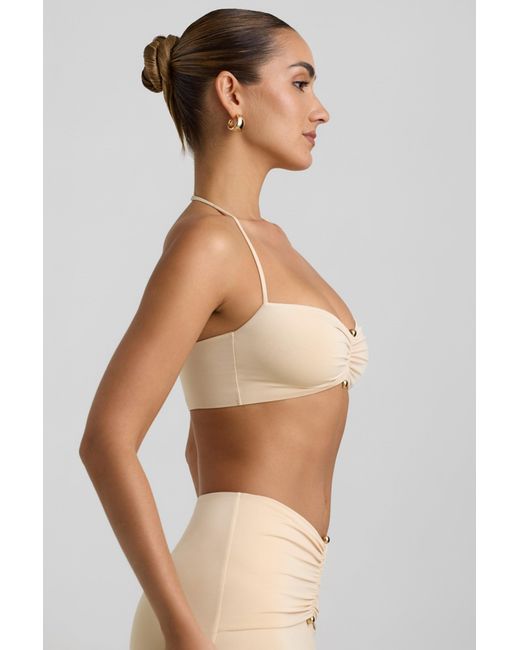 Oh Polly White Slinky Jersey Hardware Detail Halterneck Bralette