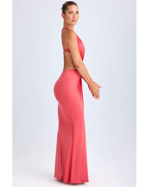 Oh Polly Orange Hardware Detail Cut-Out Halterneck Maxi Dress
