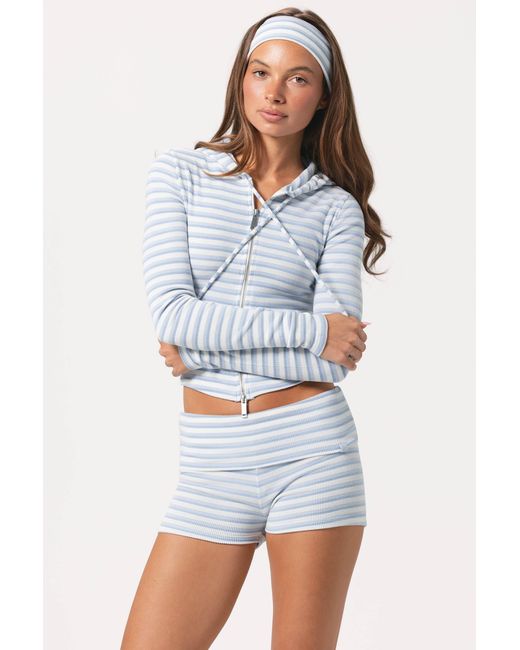 BO+TEE Blue Ribbed Jersey Mini Shorts