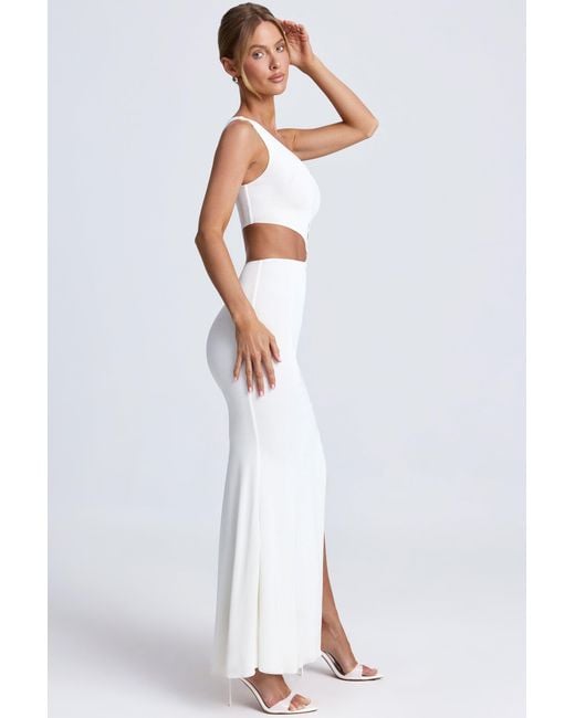 Oh Polly White Hardware Detail One-Shoulder Maxi Dress