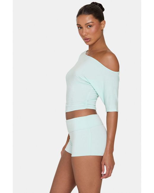 BO+TEE Green Buttercloud Mini Foldover Shorts