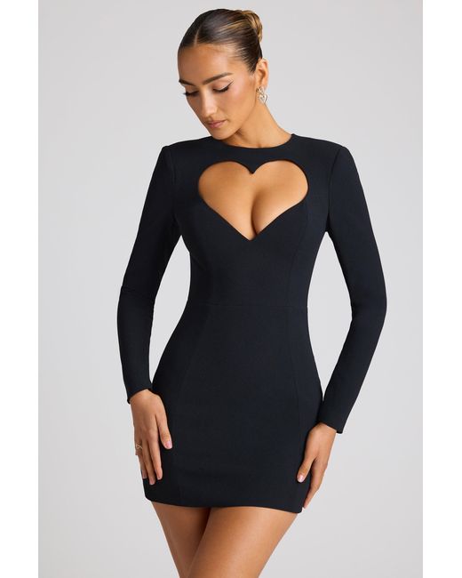 Oh Polly Black Heart Cut Out Long Sleeve Mini Dress